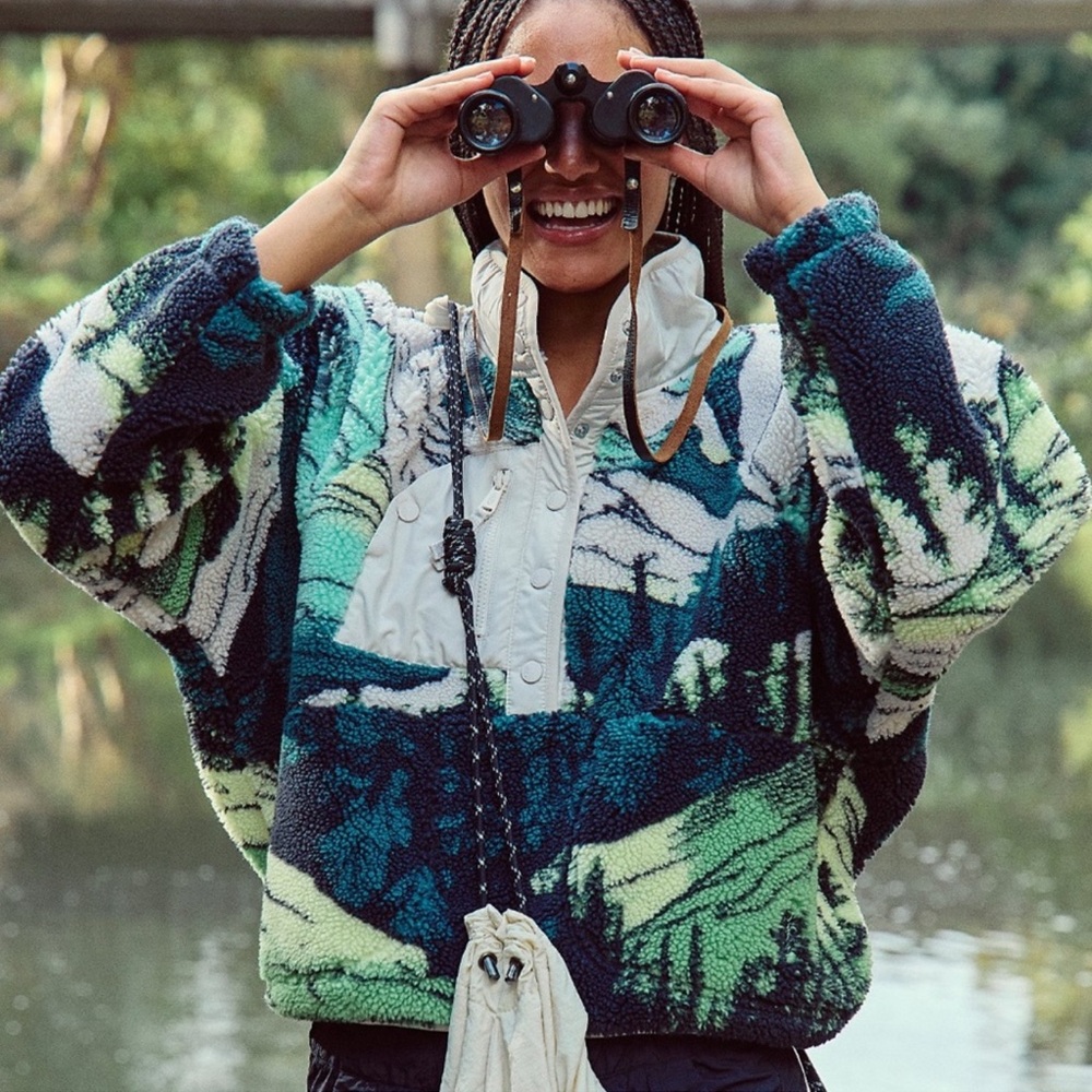 Free People Multicolor Fleece Hoodie